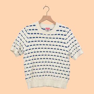 Kate Spade NY Diamond Knit Short Sleeve Sweater S 💙🤍 Flawless!